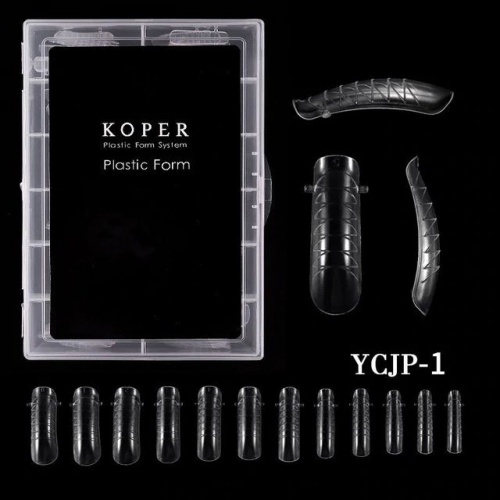 Типсы прозрачные (верхние формы) в кейсе Koper (120 шт) с насечками №1