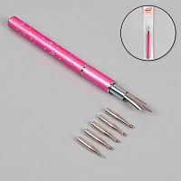 Ручка-перо со сменными насадками, цвет розовый