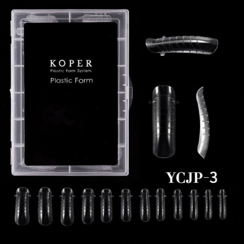 Типсы прозрачные (верхние формы) в кейсе Koper (120 шт) с насечками №3